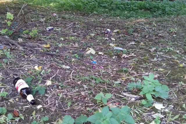 Bottles were among the rubbish left strewn around the Wellingborough beauty spot