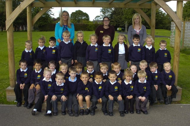 Pupils are pictured with (from left) teaching assistant Denise Fountain, teacher Abbi Gray, and teaching assistant Gemma Launchbury.