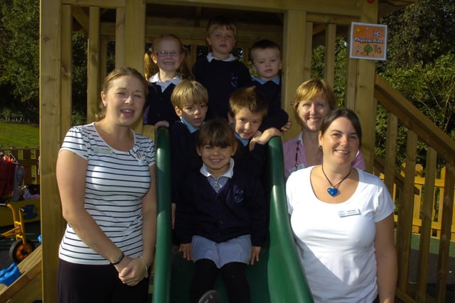 Pupils are pictured (from left) with class teacher Katie Skipworth and new additional teaching assistants Louise Bullen and Julie Dawson.