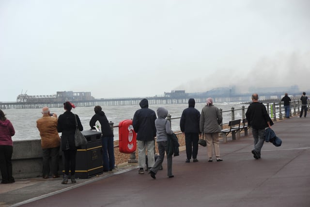 October 5, 2010, the aftermath of the fire on Hastings Pier. Picture: Steve Hunnisett