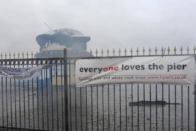 October 5, 2010, the aftermath of the fire on Hastings Pier. Picture: Steve Hunnisett