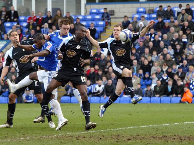 Charlie Lee’s thumping header from a free-kick sealed a famous 1-0 home derby win in March, 2009.
Posh had been reduced to 10 men by the early sending off of Gaby Zakuani that day, but still beat their old foes on their way to promotion from League One.
In a joyous double whammy Cobblers were relegated that season.