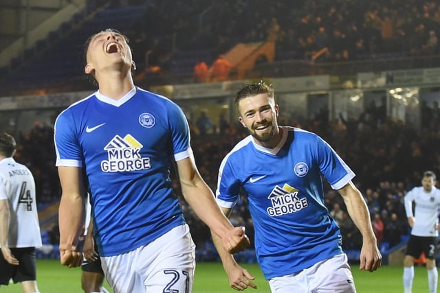 Tom Nichols didn't score many goals for Posh, but he completed the scoring in a 3-0 romp against Cobblers at London Road in 2016. He looks pretty pleased with himself.