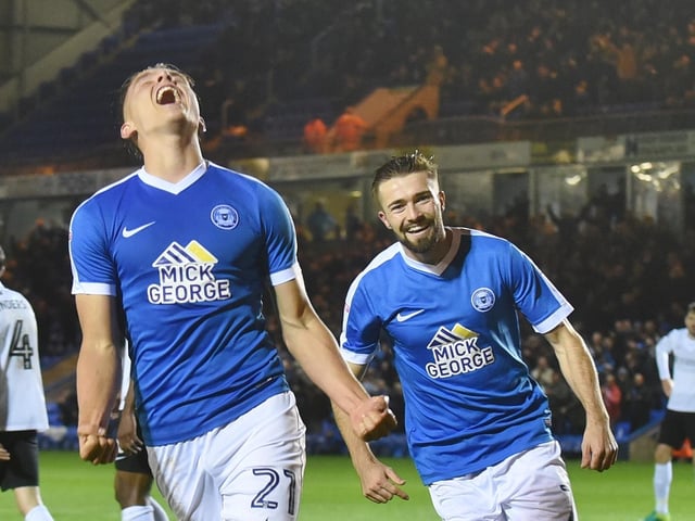 Tom Nichols didn't score many goals for Posh, but he completed the scoring in a 3-0 romp against Cobblers at London Road in 2016. He looks pretty pleased with himself.
