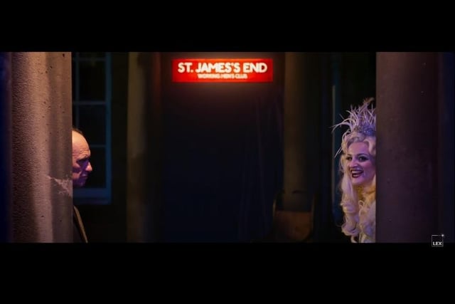 The trailer suggest the film will take a trip to a sinister burlesque nightclub. This shot welcomes the viewer to "St James's End Working Men's Club". What could be inside?