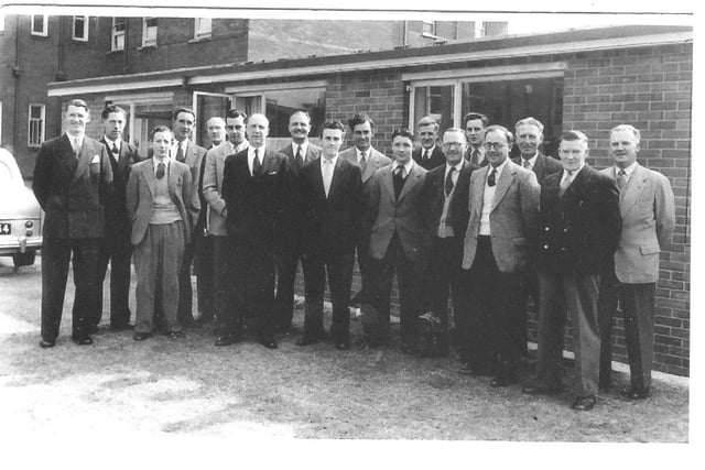Hospital maintenance staff who built the new extension to the Path lab at St Marys taken late 1950s to early 1960s SUS-200610-135717001