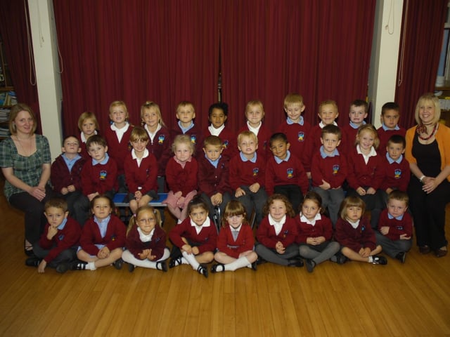 Pupils are pictured with (from left) teaching assistant Helen Walker and class teacher Chloe Bromell.