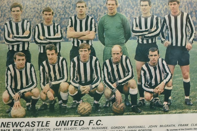 Tommy lines up in a Newcastle United team picture. Tommy is front right, next to former Posh player-manager Jim Iley.