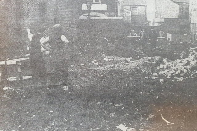 The scene near William Street, Leamington, October 1940 when the town was hit by a stick of six bombs.