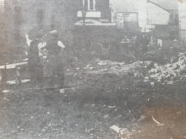 The scene near William Street, Leamington, October 1940 when the town was hit by a stick of six bombs.
