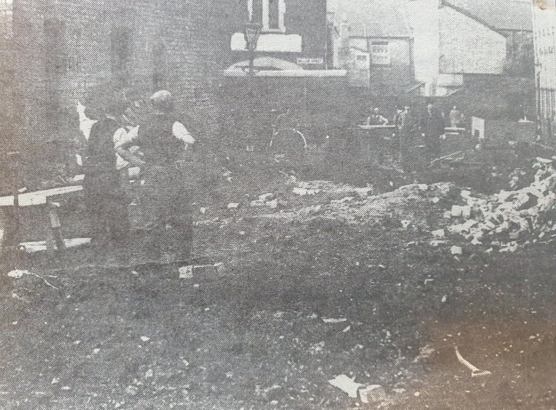 The scene near William Street, Leamington, October 1940 when the town was hit by a stick of six bombs.