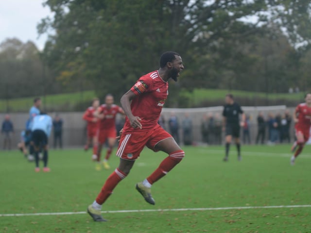 Action and celebrations as Worthing beat Bowers and Pitsea at Horsham / Picture: Marcus Hoare