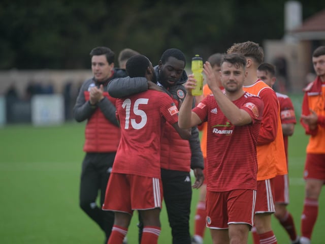Action and celebrations as Worthing beat Bowers and Pitsea at Horsham / Picture: Marcus Hoare
