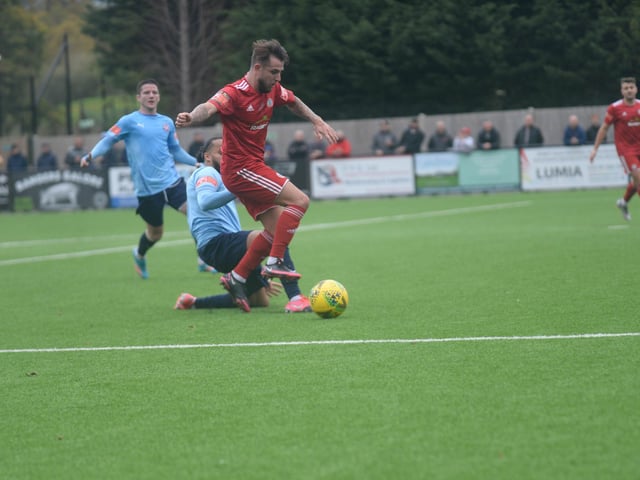 Action and celebrations as Worthing beat Bowers and Pitsea at Horsham / Picture: Marcus Hoare