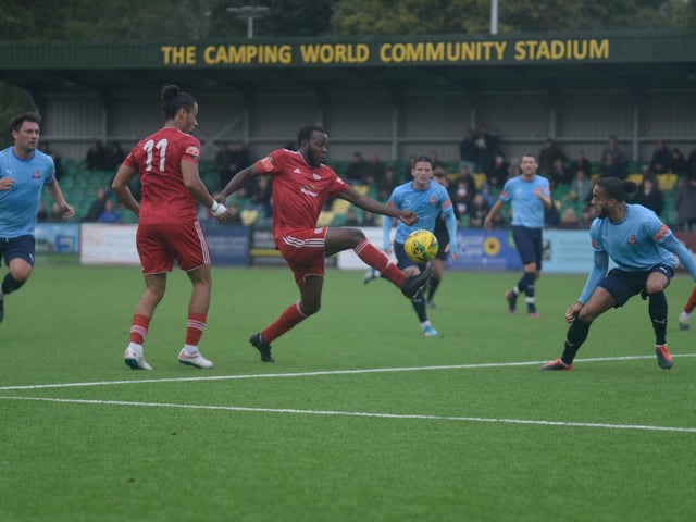 Action and celebrations as Worthing beat Bowers and Pitsea at Horsham / Picture: Marcus Hoare