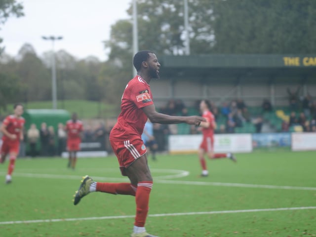 Action and celebrations as Worthing beat Bowers and Pitsea at Horsham / Picture: Marcus Hoare