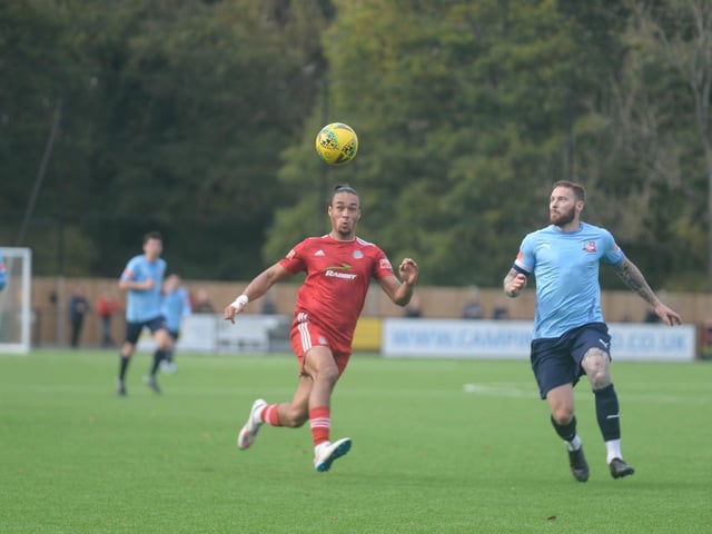 Action and celebrations as Worthing beat Bowers and Pitsea at Horsham / Picture: Marcus Hoare