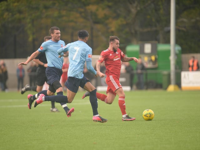 Action and celebrations as Worthing beat Bowers and Pitsea at Horsham / Picture: Marcus Hoare