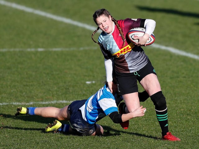 Breach is an England international who also plays for Harlequins. Breach scored six tries on her international debut for England against Canada and scored five more on her second cap.