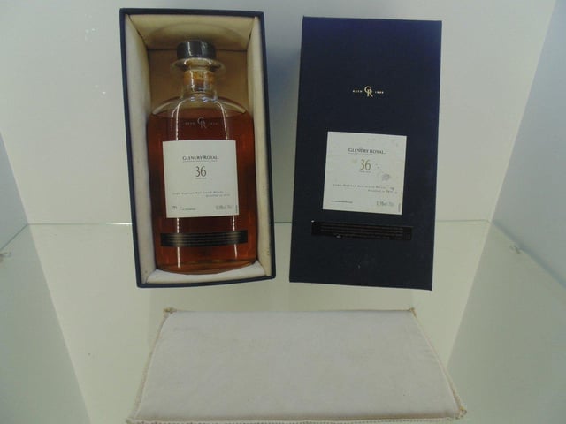Glenury royal single malt 36 years scotch whiskey distilled in 1970 , bottle number 159/1926. Estimate £800-£1000