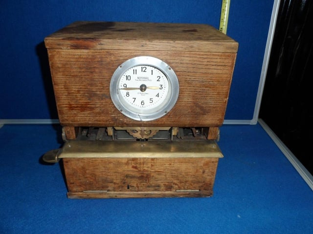 National Time Recorder. Clocking In Clock. Punch Clock. Factory Clock. 1900. Estimate £50-£100