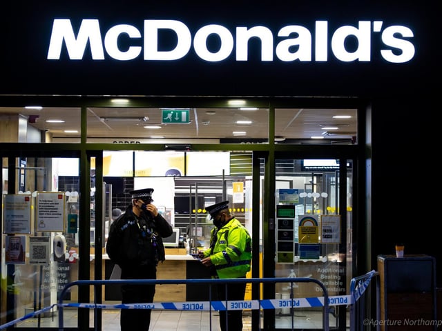 Officers remained on the scene late on Wednesday night