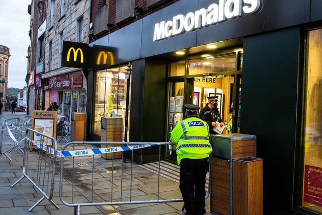 An area outside the McDonald's restaurant was cordoned off following the stabbing