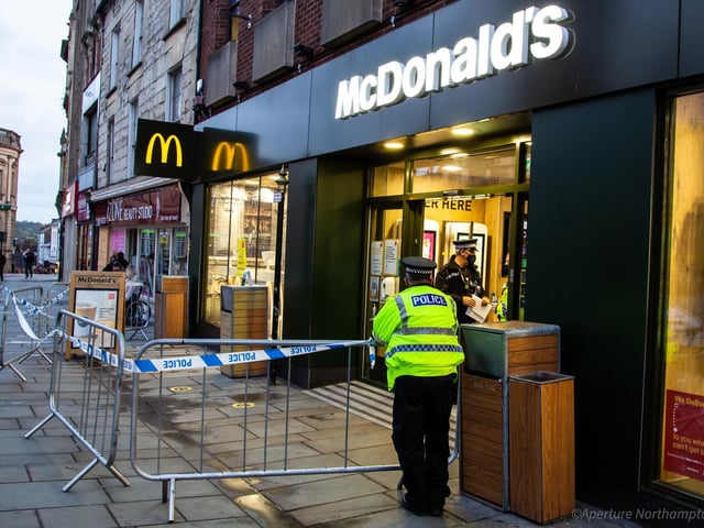 An area outside the McDonald's restaurant was cordoned off following the stabbing