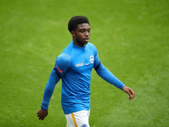 Brighton's Tariq Lamptey is battling to be fit after a hamstring problem at Everton