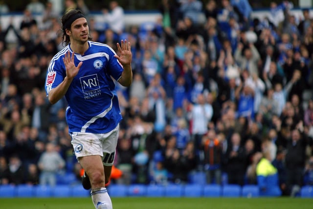 George managed 13 goals in all competitions in the Championship relegation season of 2009-10. Here he is celebrating his 10th in a home game against Barnsley in October.