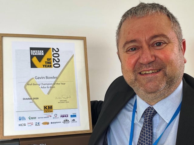 Gavin Bowles from The Angmering School won Wellbeing Champion of the Year for the Adur and Arun district