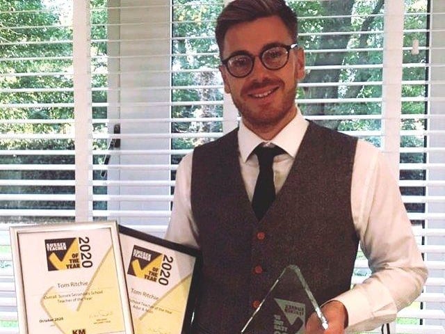 Tom Ritchie from The Angmering School won Secondary School Teacher of the Year for the Adur and Arun district and overall Sussex Secondary School Teacher of the Year