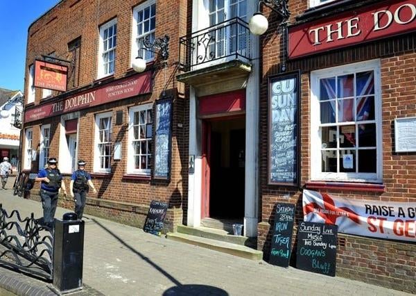 A ghostly apparition was captured on CCTV at The Dolphin pub in Littlehampton. The watering hole in the High Street dates back to 1735, and is believed to be one of the most haunted buildings in the country.
