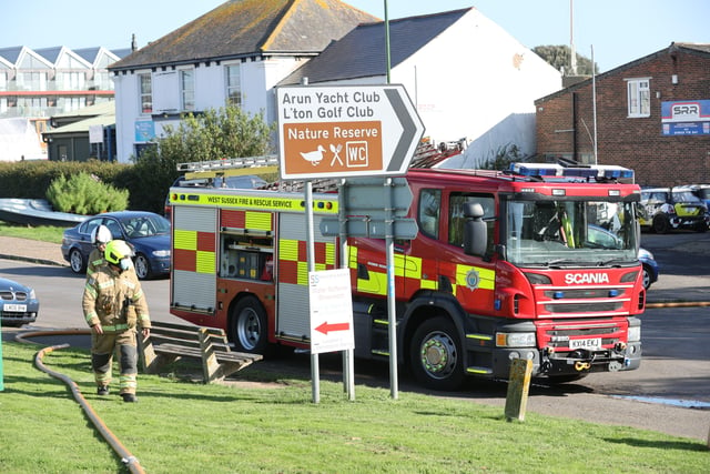 The emergency services are responding to a fire at Littlehampton Marina in Ferry Road, Littlehampton