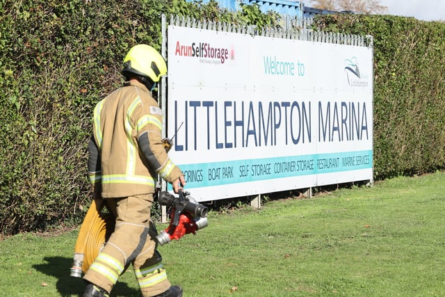 The emergency services are responding to a fire at Littlehampton Marina in Ferry Road, Littlehampton