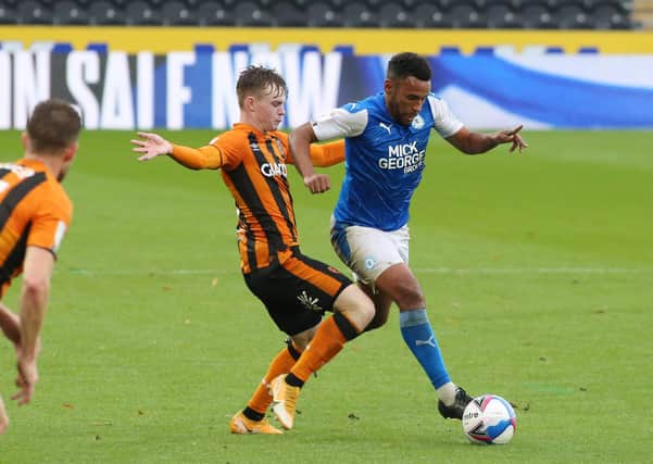 Nathan Thompson of Peterborough United in action against Hull City. Photo: Joe Dent/theposh.com