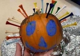 A coronavirus pumpkin by Jack, age six, from Eastbourne