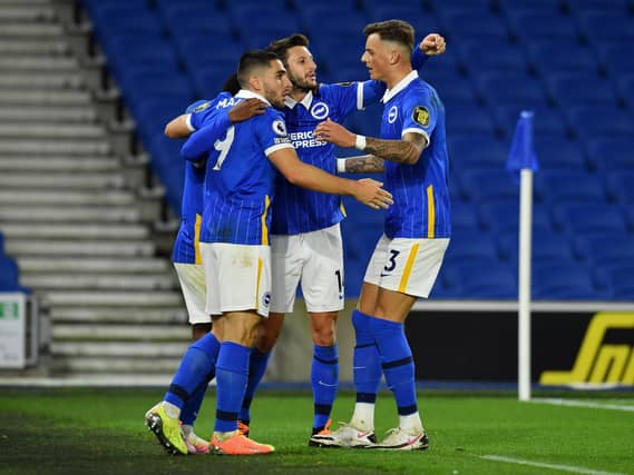 A calamitous Jake Livermore own goal had given the hosts a first-half lead but Brighton couldn't find a second and were punished late on by Grant's first goal for the Baggies. (Photo by Glyn Kirk - Pool/Getty Images)