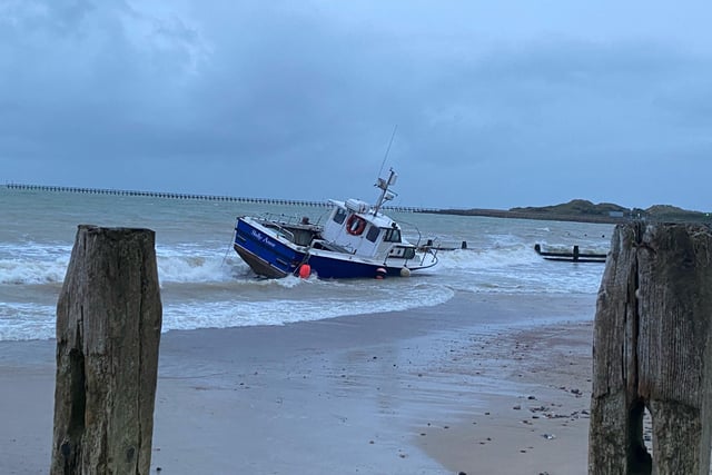 Boats have been washed up on the beach between Littlehampton and Ferring. Picture: Andre Ravary