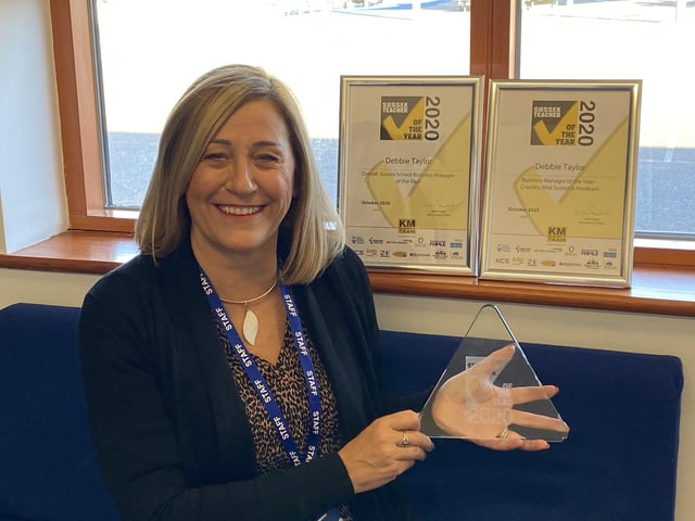 Debbie Taylor from Steyning CE Primary School won Business Manager of the Year for the Crawley, Mid Sussex and Horsham district