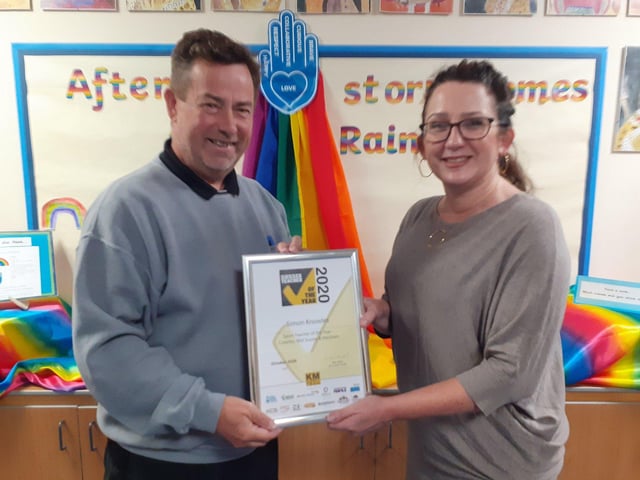 Simon Knowles from Steyning CE Primary School won Sports Teacher of the Year for the Crawley, Mid Sussex and Horsham district