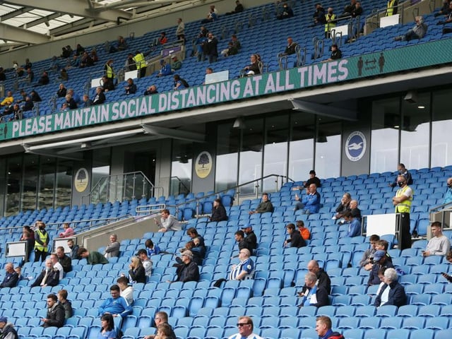 Amex Stadium capacity: 30,750 - One metre adjusted capacity, lower limit: 8,360