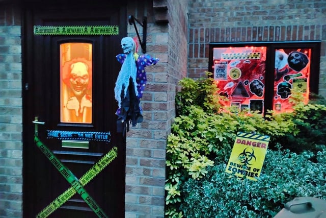 Carly Ann Whitlock in Woodston has decorated her house inside and out to make up for no trick-or-treating.