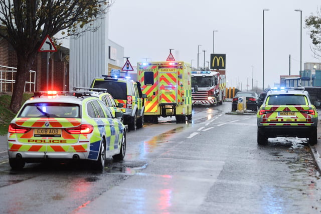 Emergency services called to Shoreham after two-car collison. Picture: Eddie Mitchell SUS-201031-144950001