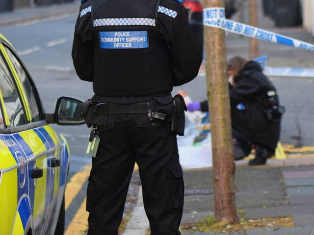 Officers investigating the scene of an assault this morning