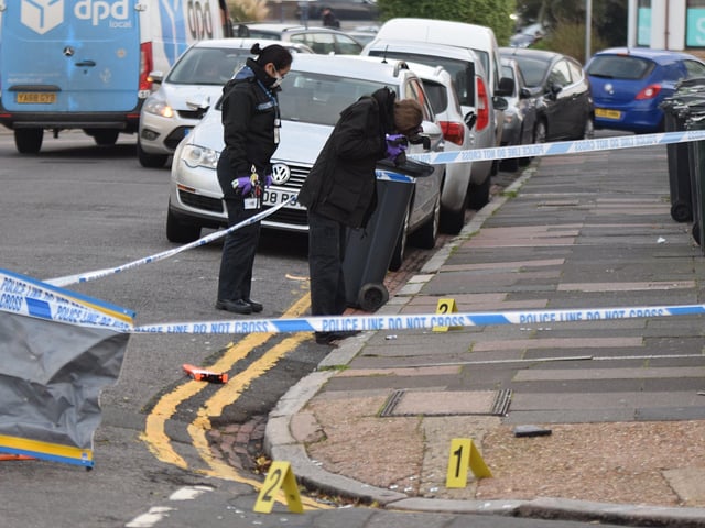 Officers investigating the scene of an assault this morning
