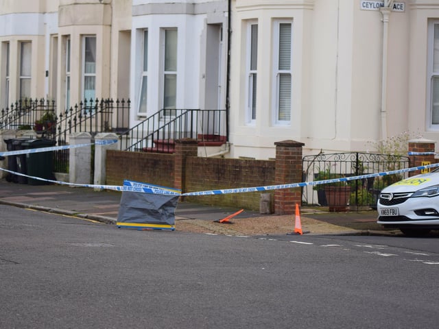Officers investigating the scene of an assault this morning