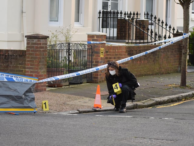 Officers investigating the scene of an assault this morning