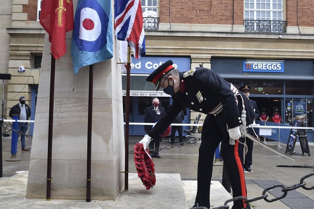 The Peterborough Remembrance Sunday service at the War memorial at Bridge Street.