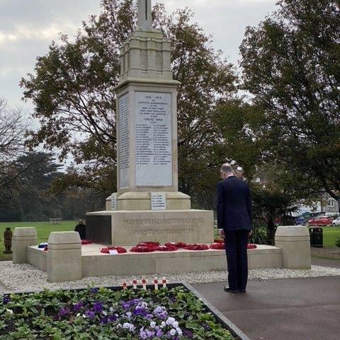 Nick Gibb MP lays a wreath at the war memorial in Littlehampton on Remembrance Sunday